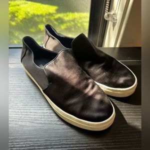 Black Silk Slip-On Shoes